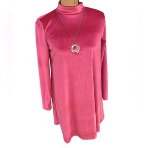 Forever 21 NWT Velour Mini Dress 70s Retro Fuchsia Pink Size Medium
